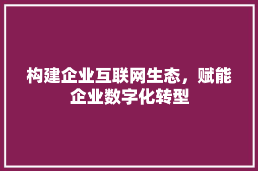 构建企业互联网生态，赋能企业数字化转型