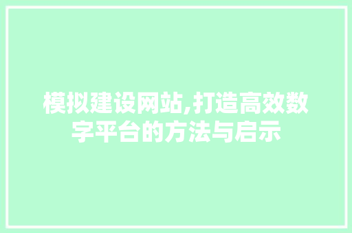 模拟建设网站,打造高效数字平台的方法与启示 seo技术