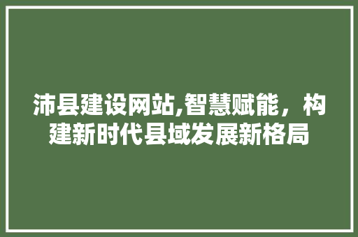 沛县建设网站,智慧赋能，构建新时代县域发展新格局