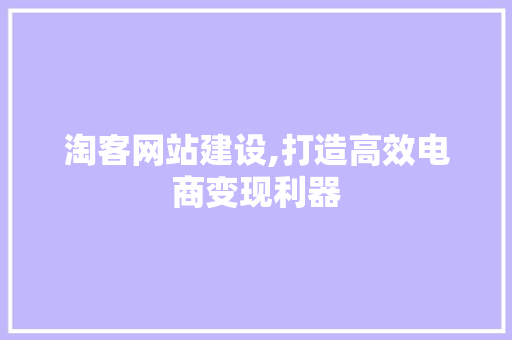淘客网站建设,打造高效电商变现利器
