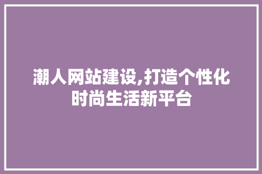 潮人网站建设,打造个性化时尚生活新平台
