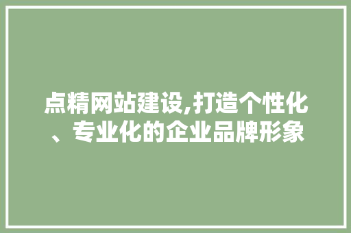 点精网站建设,打造个性化、专业化的企业品牌形象 搜狗优化