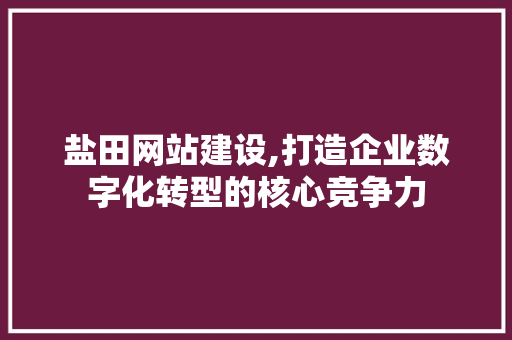 盐田网站建设,打造企业数字化转型的核心竞争力 小程序开发