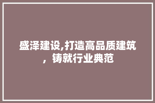 盛泽建设,打造高品质建筑，铸就行业典范
