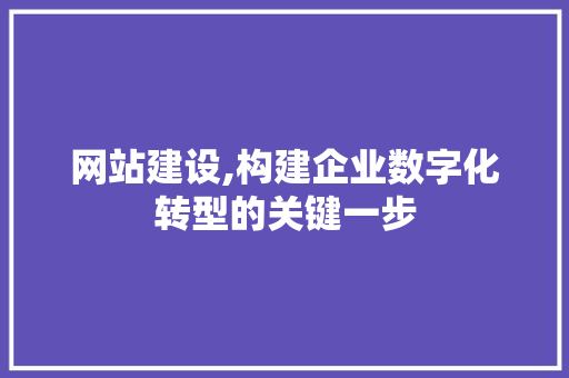 网站建设,构建企业数字化转型的关键一步 百度算法