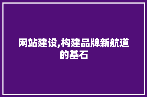 网站建设,构建品牌新航道的基石