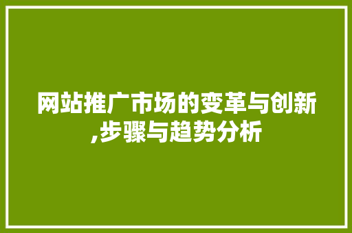 网站推广市场的变革与创新,步骤与趋势分析