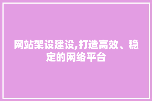 网站架设建设,打造高效、稳定的网络平台