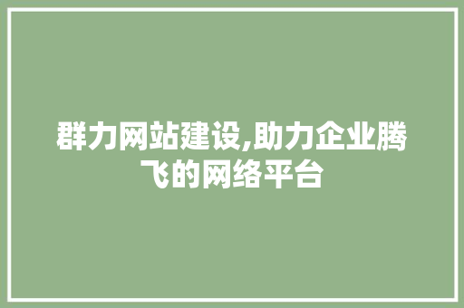 群力网站建设,助力企业腾飞的网络平台