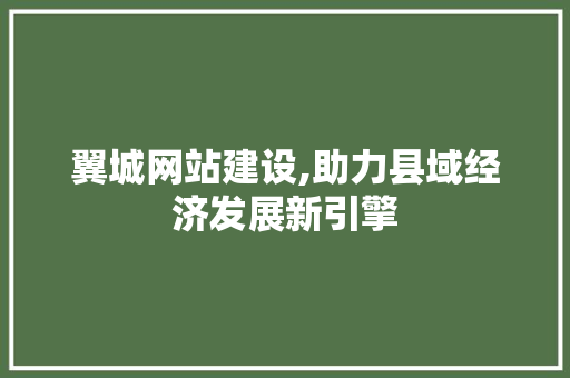 翼城网站建设,助力县域经济发展新引擎 英文谷歌算法