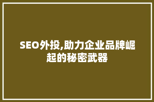 SEO外投,助力企业品牌崛起的秘密武器 360搜优化