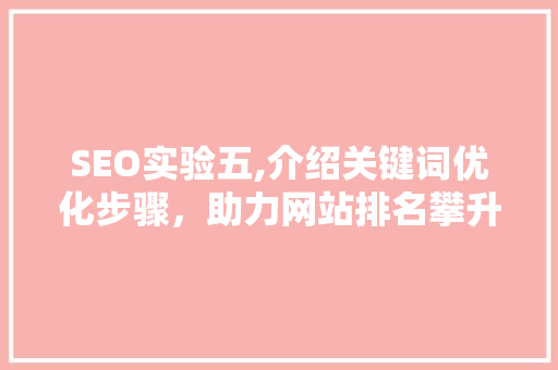 SEO实验五,介绍关键词优化步骤，助力网站排名攀升