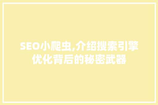 SEO小爬虫,介绍搜索引擎优化背后的秘密武器 小程序开发