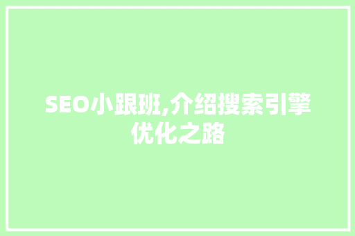 SEO小跟班,介绍搜索引擎优化之路 小程序开发