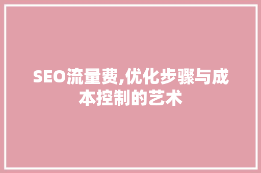 SEO流量费,优化步骤与成本控制的艺术