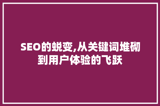 SEO的蜕变,从关键词堆砌到用户体验的飞跃