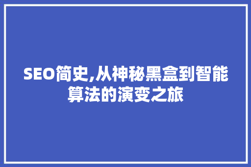 SEO简史,从神秘黑盒到智能算法的演变之旅