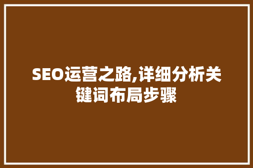SEO运营之路,详细分析关键词布局步骤 360搜优化