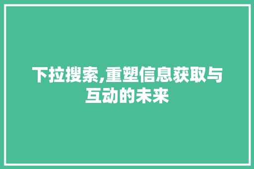 下拉搜索,重塑信息获取与互动的未来
