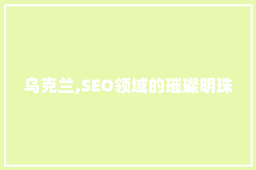乌克兰,SEO领域的璀璨明珠