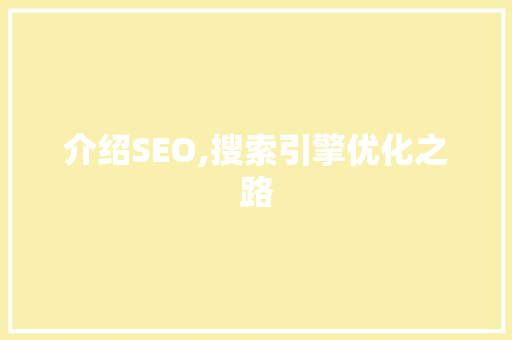 介绍SEO,搜索引擎优化之路 360搜优化