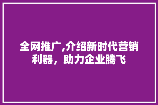 全网推广,介绍新时代营销利器，助力企业腾飞