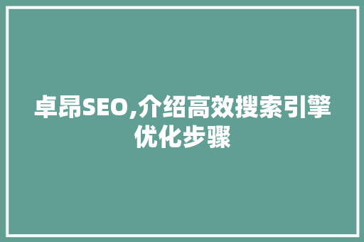 卓昂SEO,介绍高效搜索引擎优化步骤
