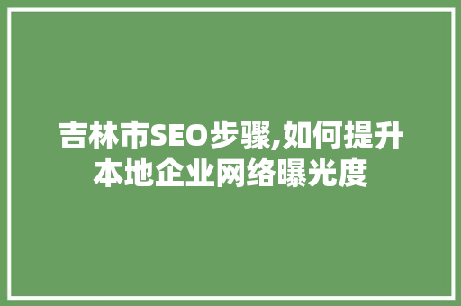 吉林市SEO步骤,如何提升本地企业网络曝光度