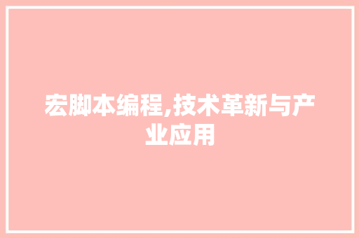 宏脚本编程,技术革新与产业应用