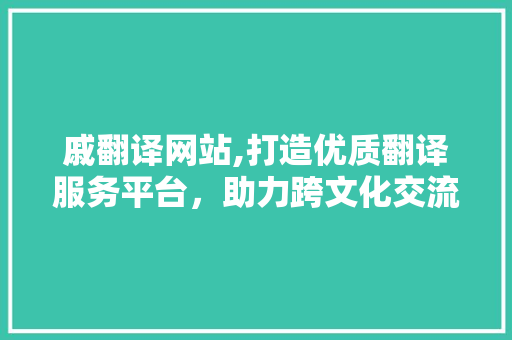 戚翻译网站,打造优质翻译服务平台，助力跨文化交流 戚翻译网站,打造优质翻译服务平台，助力跨文化交流 网站优化