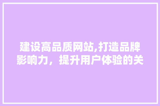 建设高品质网站,打造品牌影响力，提升用户体验的关键途径
