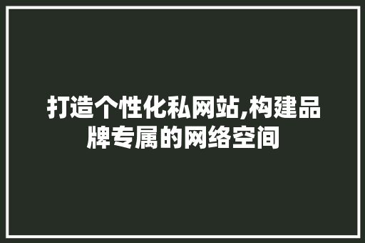 打造个性化私网站,构建品牌专属的网络空间