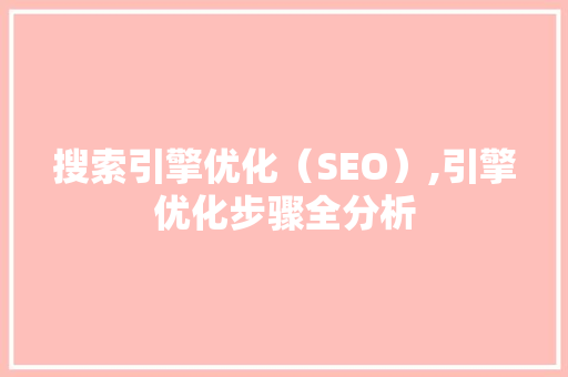 搜索引擎优化（SEO）,引擎优化步骤全分析