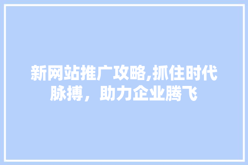 新网站推广攻略,抓住时代脉搏，助力企业腾飞
