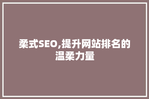 柔式SEO,提升网站排名的温柔力量