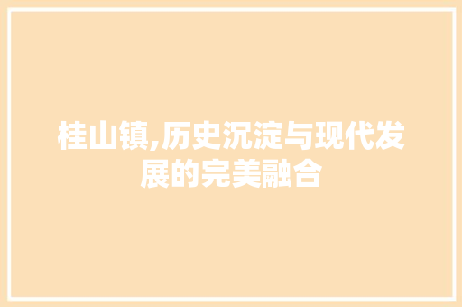 桂山镇,历史沉淀与现代发展的完美融合