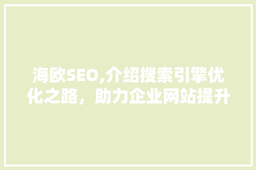 海欧SEO,介绍搜索引擎优化之路，助力企业网站提升排名