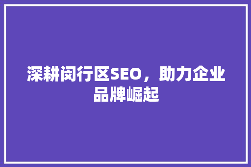 深耕闵行区SEO，助力企业品牌崛起
