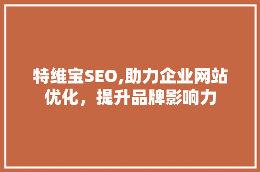 特维宝SEO,助力企业网站优化，提升品牌影响力