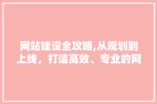 网站建设全攻略,从规划到上线，打造高效、专业的网络平台