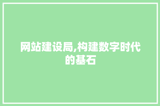 网站建设局,构建数字时代的基石