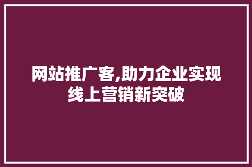 网站推广客,助力企业实现线上营销新突破