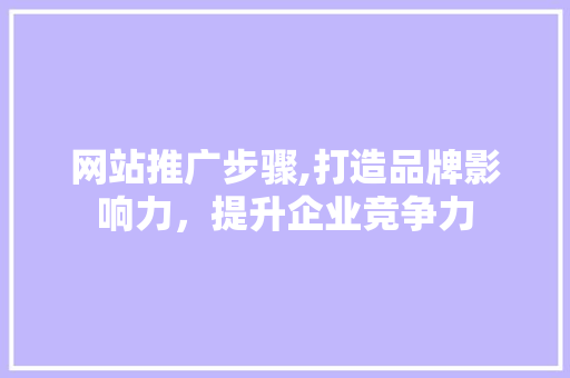 网站推广步骤,打造品牌影响力，提升企业竞争力