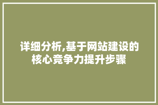 详细分析,基于网站建设的核心竞争力提升步骤 英文谷歌算法