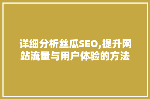 详细分析丝瓜SEO,提升网站流量与用户体验的方法