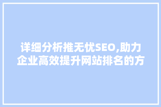 详细分析推无忧SEO,助力企业高效提升网站排名的方法 百度算法