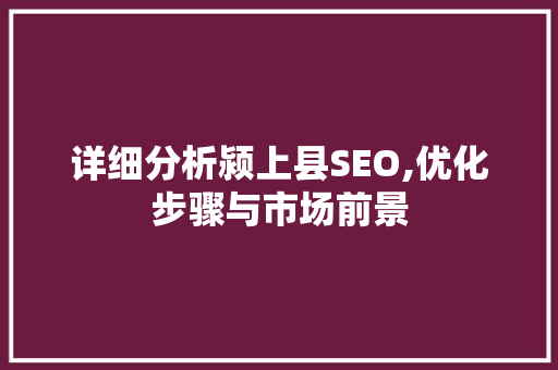 详细分析颍上县SEO,优化步骤与市场前景