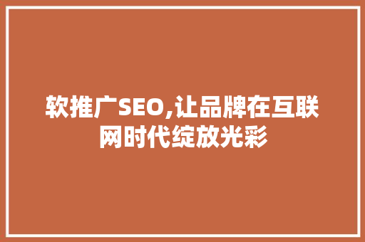 软推广SEO,让品牌在互联网时代绽放光彩