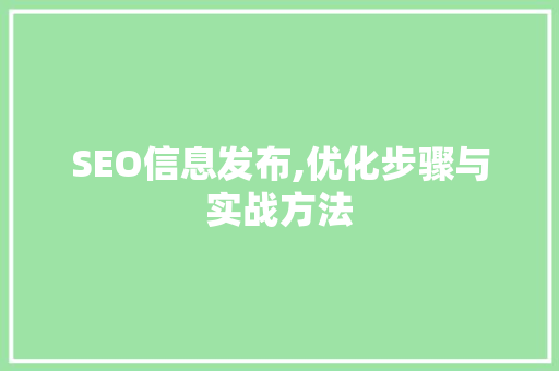 SEO信息发布,优化步骤与实战方法