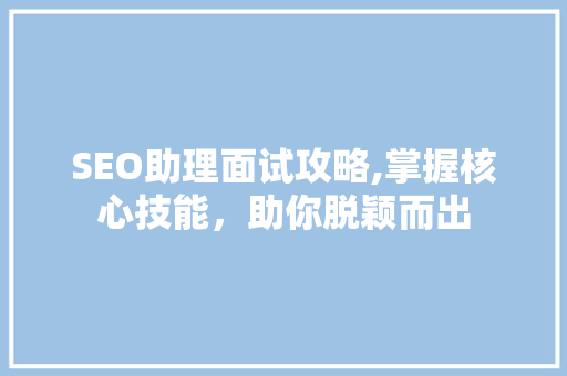 SEO助理面试攻略,掌握核心技能，助你脱颖而出